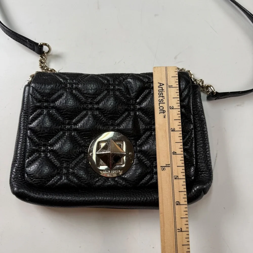 Kate Spade Black Quilted Leather Crossbody Bag Chain Strap Purse